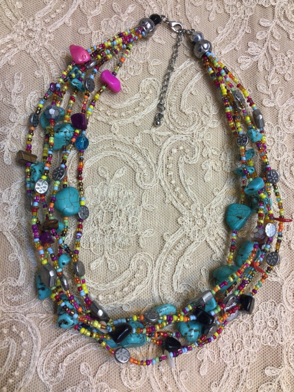 Multi color beaded and seeds beads necklaces/Colorful seeds bead necklace